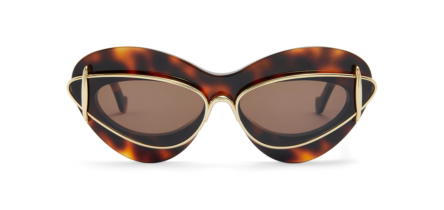 LOEWE Cateye double frame sunglasses in acetate and metal color dark havana