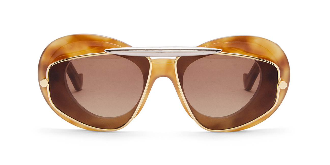 LOEWE Wind double frame sunglasses in acetate and metal color havana/brown