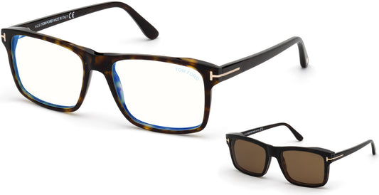 Tom Ford FT5682-B Color Shiny Classic Dark Havana/ Blue Block Lenses W. Roviex Clip On Lenses