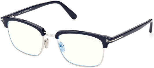 Tom Ford FT 5801-B Color Solid Navy Blue, Shine Palladium, "t" Logo